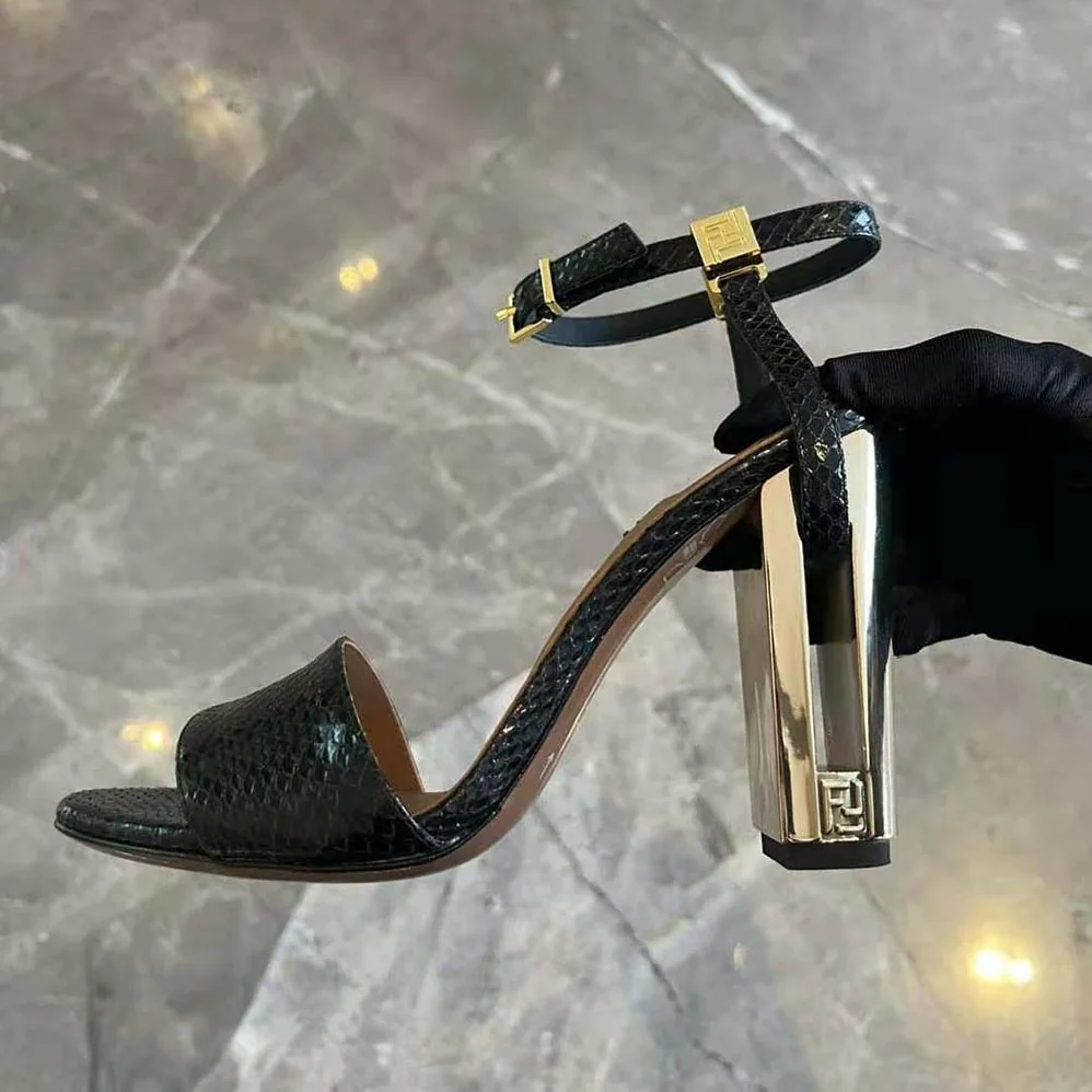 Fendi Delfina Black Karung High for Women in heeled Sandals Fendi Delfina Black Karung High for Women in heeled Sandals