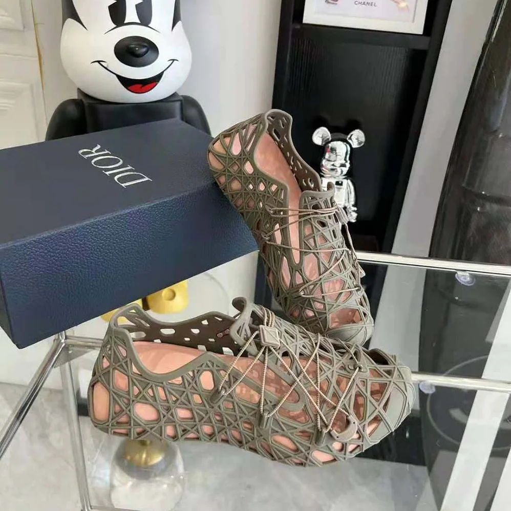 Dior Warp Sandal Khaki Cosmo Rubber with Warped Cannage Motif for Men