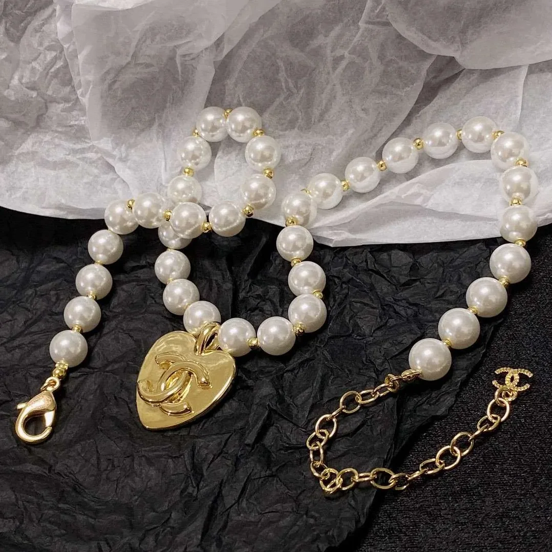 Chanel Double C Pearl Love Necklace White Chanel Double C Pearl Love Necklace White
