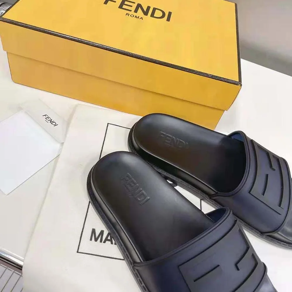 Fendi Baguette Slides Blue Rubber Slides for Men Fendi Baguette Slides Blue Rubber Slides for Men