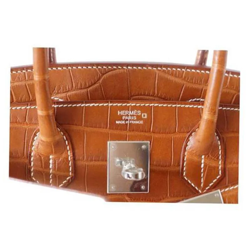 Hermes Birkin 30 Bag in Alligator Leather with Gold Hardware in Brown Hermes Birkin 30 Bag in Alligator Leather with Gold Hardware in Brown