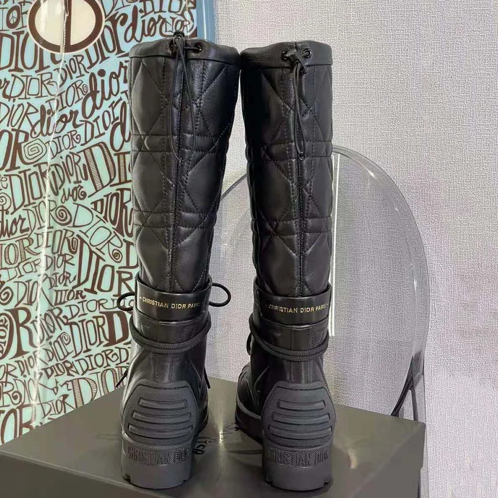 Dior Dioriron Boot Black Quilted Cannage Calfskin for Women