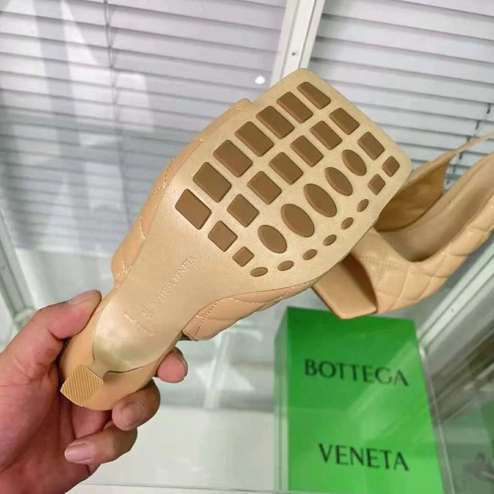 Bottega Veneta Padded Slingback Sandal in 9 cm Heel Height for Women in Beige Bottega Veneta Padded Slingback Sandal in 9 cm Heel Height for Women in Beige