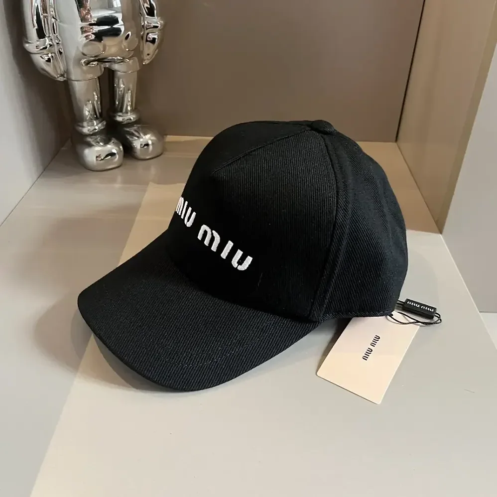 Miu Miu Drill Baseball Cap-Black 5HC179_2DXI_F0967 for Women