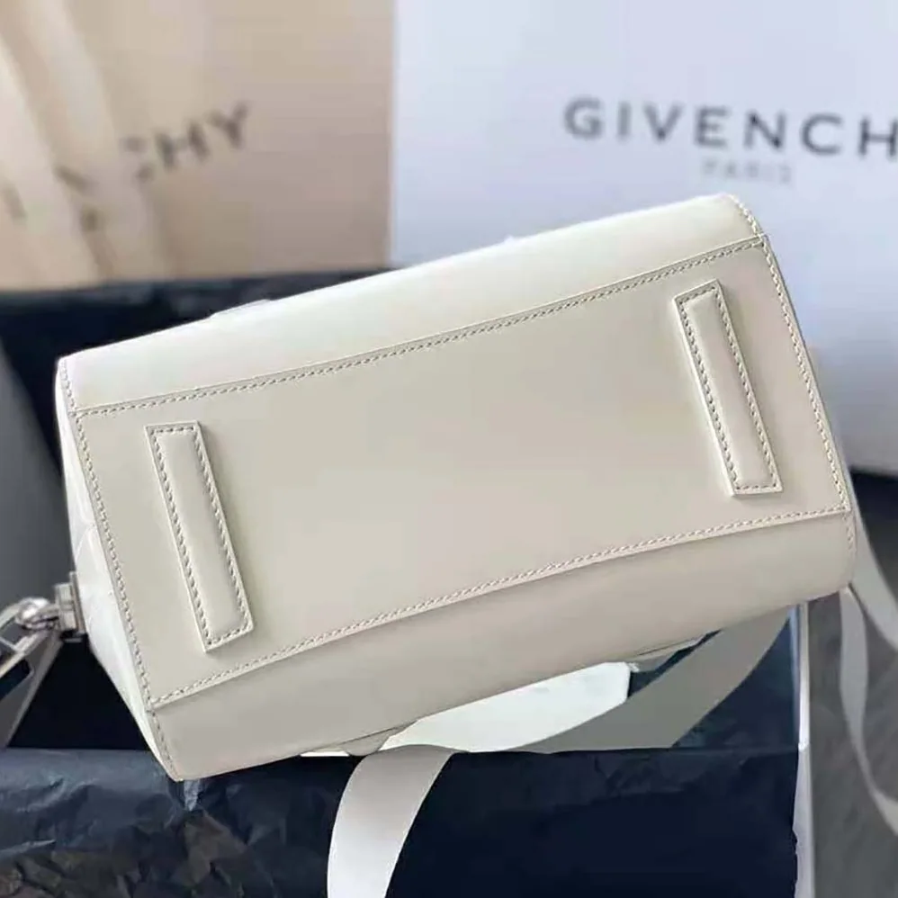 Givenchy Mini Antigona Lock in Box Leather for Women in White Givenchy Mini Antigona Lock in Box Leather for Women in White