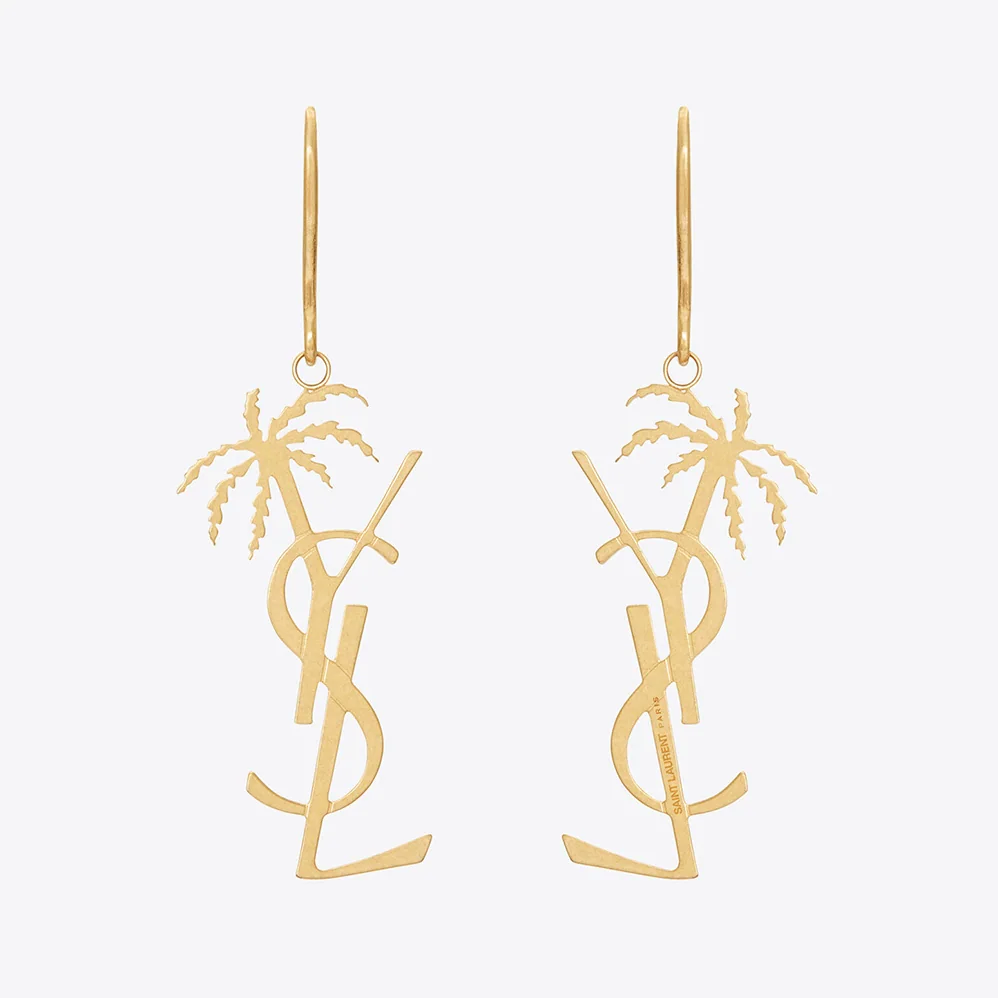 Saint Laurent YSL Monogram Palm Earrings in Metal for Women