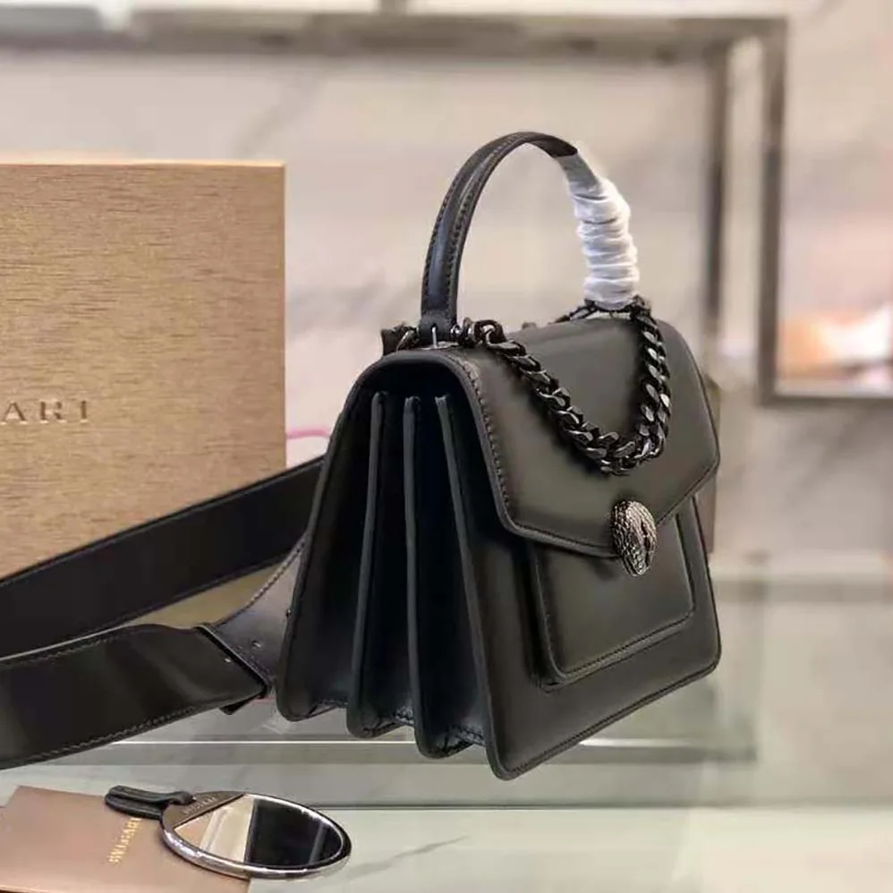 Bvlgari Serpenti Forever Top Handle Bag in Nappa Leather for Women in Black Bvlgari Serpenti Forever Top Handle Bag in Nappa Leather for Women in Black