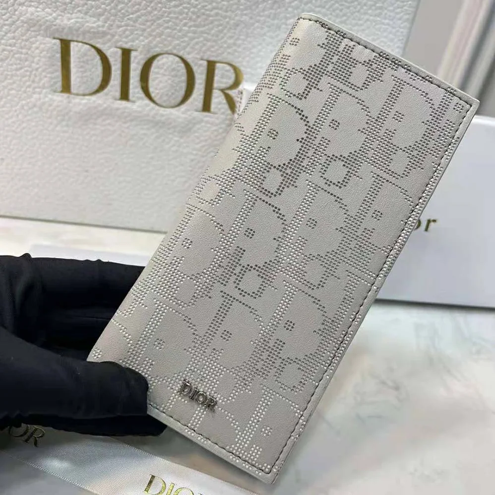 Dior Vertical Long Wallet Gray Dior Oblique Galaxy Leather for Men Dior Vertical Long Wallet Gray Dior Oblique Galaxy Leather for Men