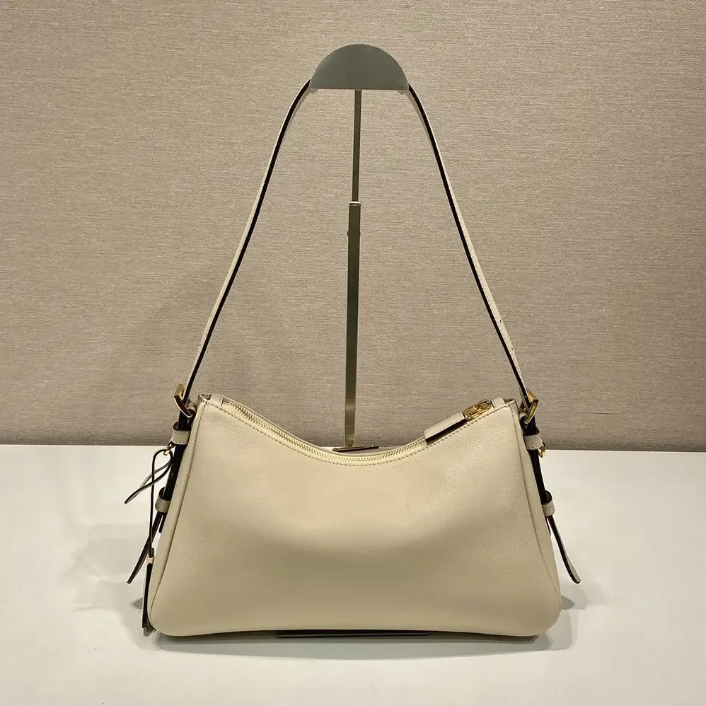 Prada Aimée Medium Leather Shoulder Bag for Women in Sandy Prada Aimée Medium Leather Shoulder Bag for Women in Sandy
