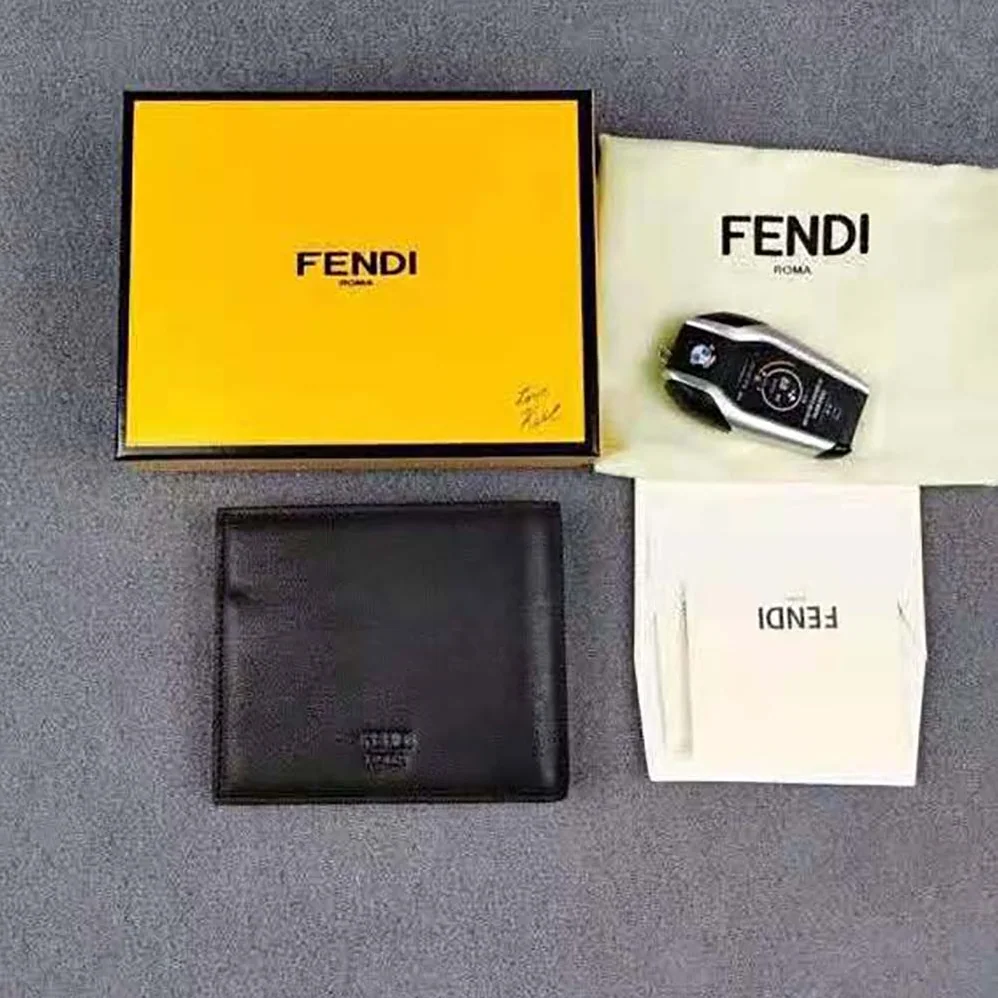 Fendi Wallet Black Leather Horizontal Wallet for Men Fendi Wallet Black Leather Horizontal Wallet for Men