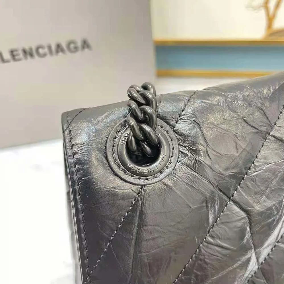 Balenciaga Crush Medium Chain Bag Quilted in Black for Women Balenciaga Crush Medium Chain Bag Quilted in Black for Women