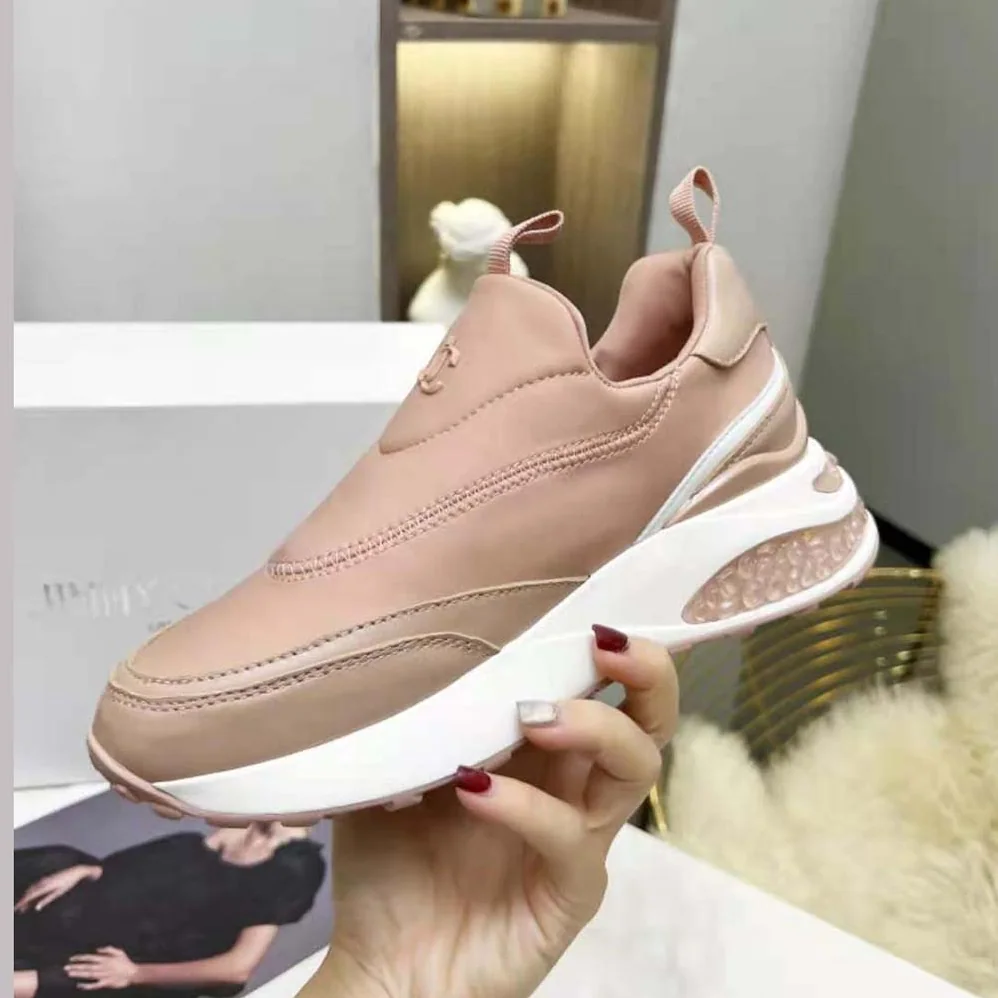 Jimmy Choo Memphis/F Ballet Pink Mix Neoprene and Leather Low Top Trainers for Women