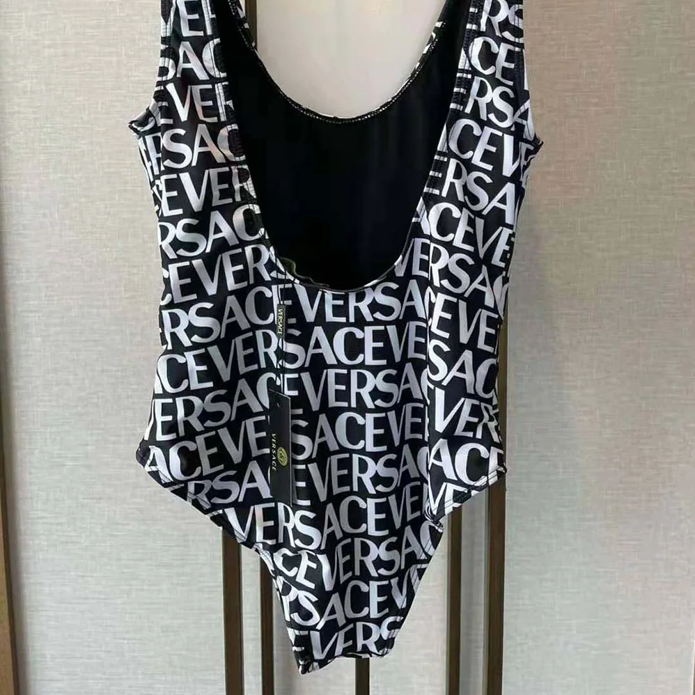 Versace Allover One-piece Swimsuit for Women in Black