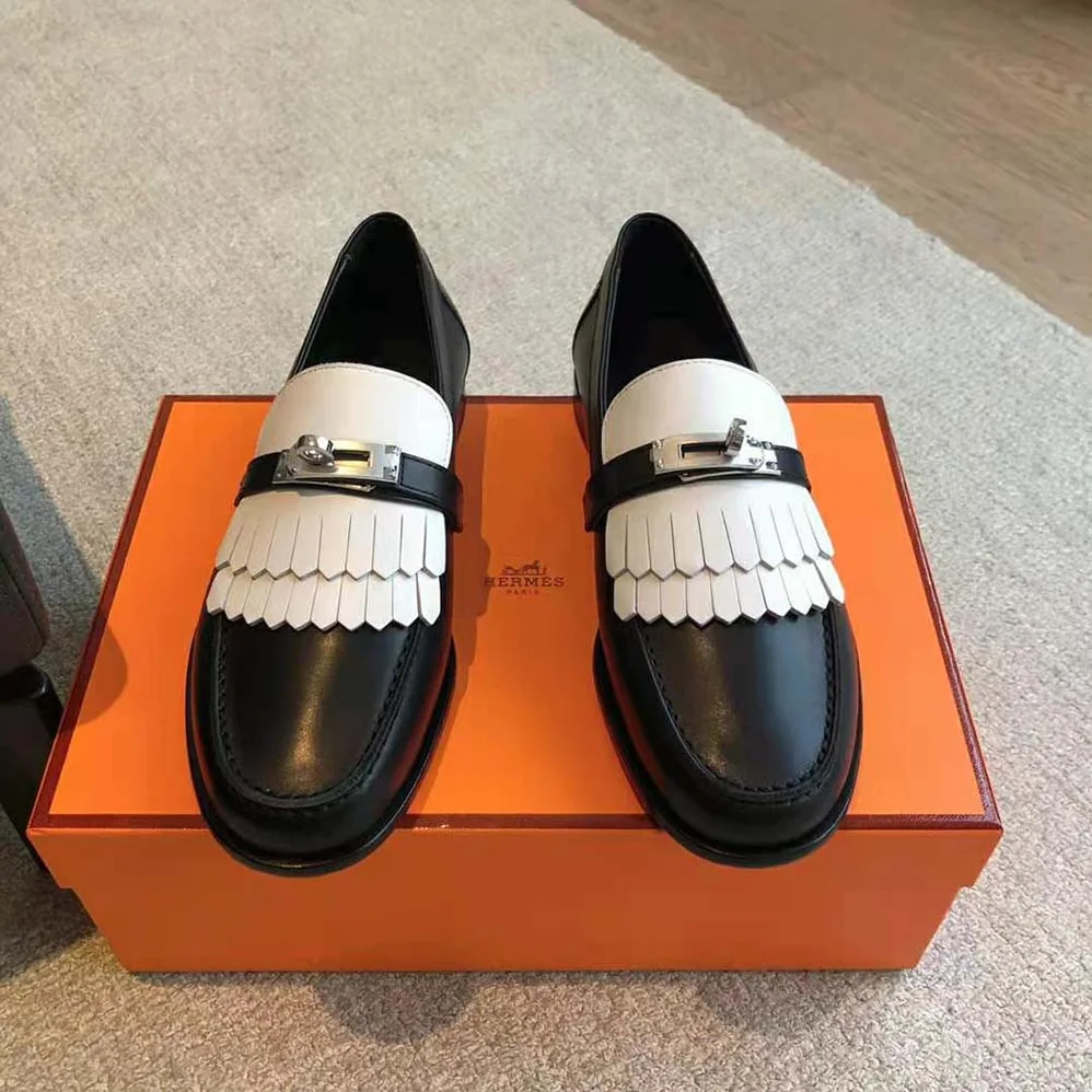 Hermes Royal Loafer in Goatskin and Calfskin-White H241072Z for Women Hermes Royal Loafer in Goatskin and Calfskin-White H241072Z for Women