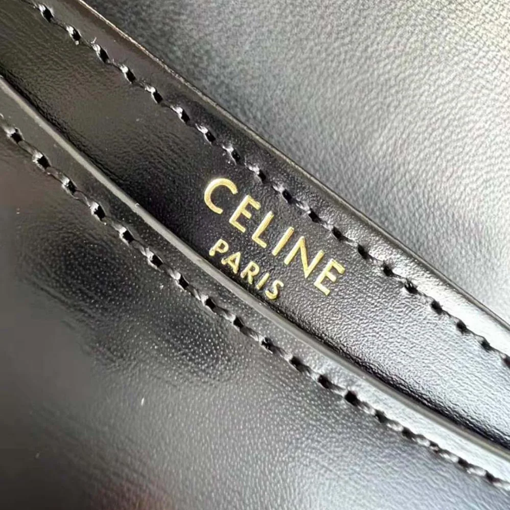 Celine Mini Besace Triomphe in Shiny Calfskin for Women in Black Celine Mini Besace Triomphe in Shiny Calfskin for Women in Black