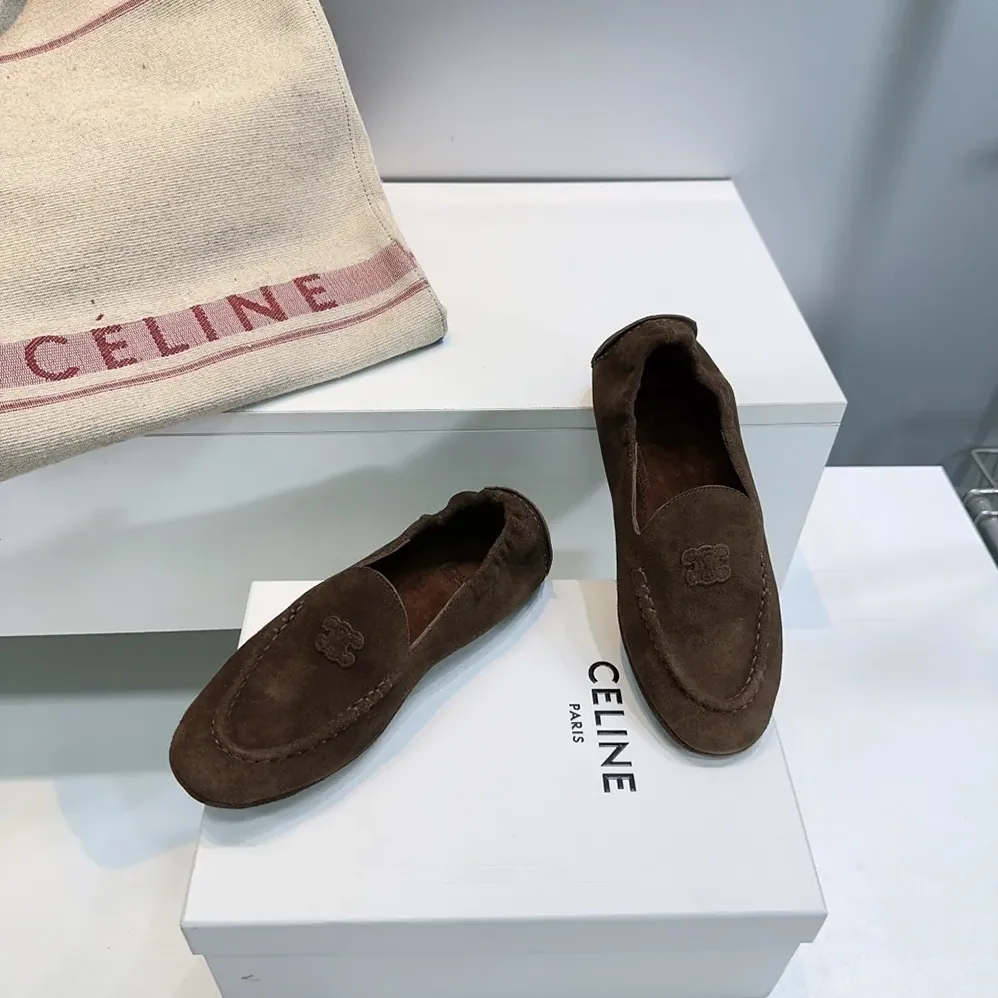 Celine Adam Loafer In Suede Calfskin for Unisex in Chocolate