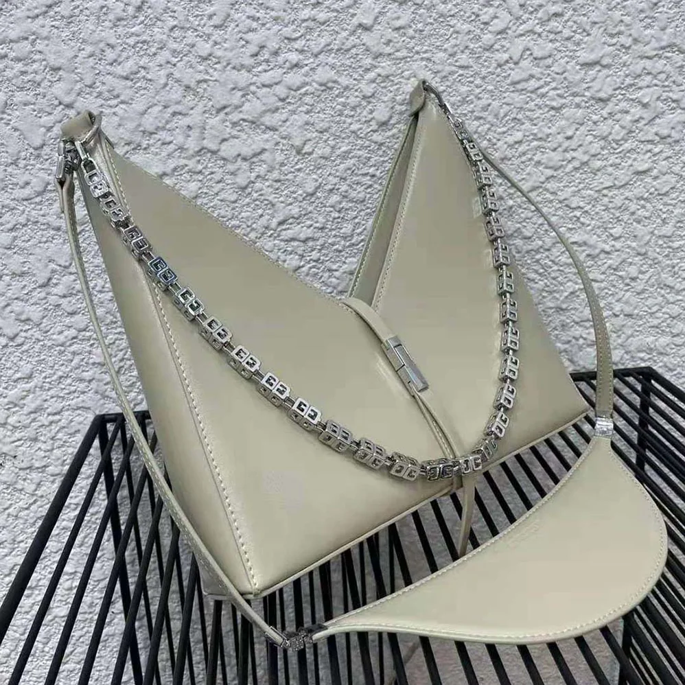 Givenchy Small Cut Out Bag in Box Leather with Chain for Women in Beige Givenchy Small Cut Out Bag in Box Leather with Chain for Women in Beige