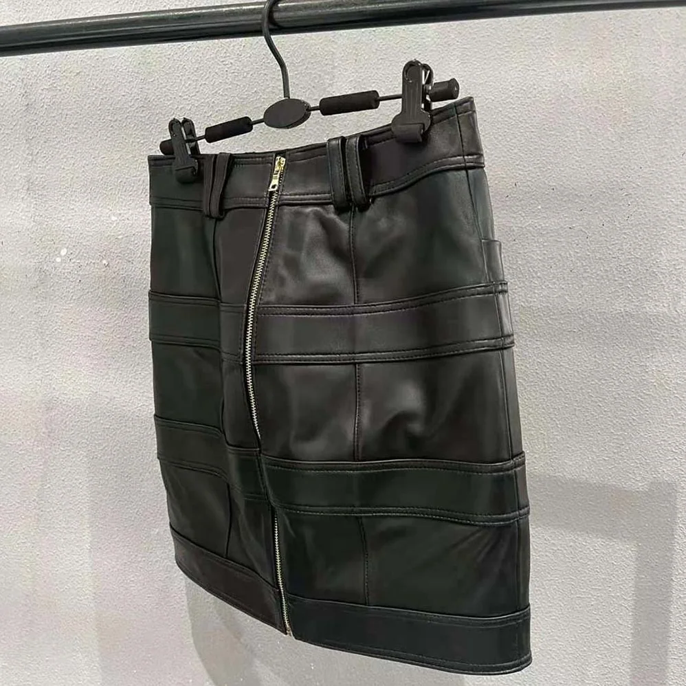 Balmain High-Waisted Leather Skirt in Lambskin for Women in Black Balmain High-Waisted Leather Skirt in Lambskin for Women in Black