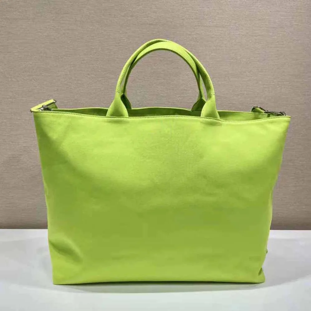 Prada Canvas Tote Bag with Contemporary Take on Classic Beach Designs for Women in Lime Prada Canvas Tote Bag with Contemporary Take on Classic Beach Designs for Women in Lime