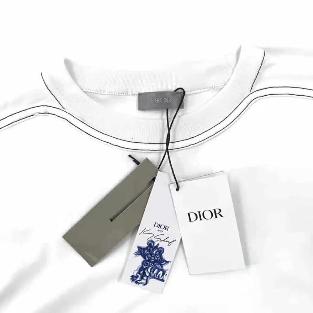 Dior Dior and Kenny Scharf T-shirt Relaxed Fit White Cotton Jersey for Men Dior Dior and Kenny Scharf T-shirt Relaxed Fit White Cotton Jersey for Men