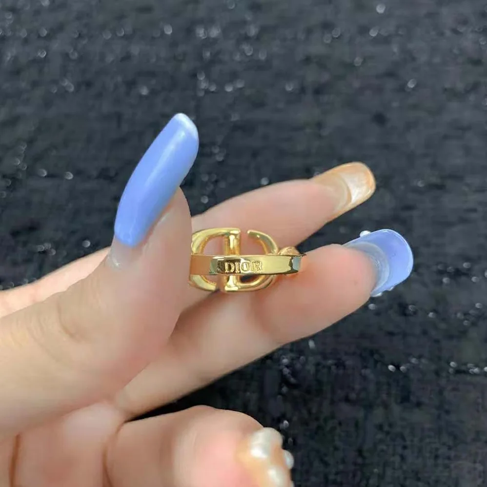 Dior CD Navy Ring Gold-Finish Metal and White Crystals for Women Dior CD Navy Ring Gold-Finish Metal and White Crystals for Women