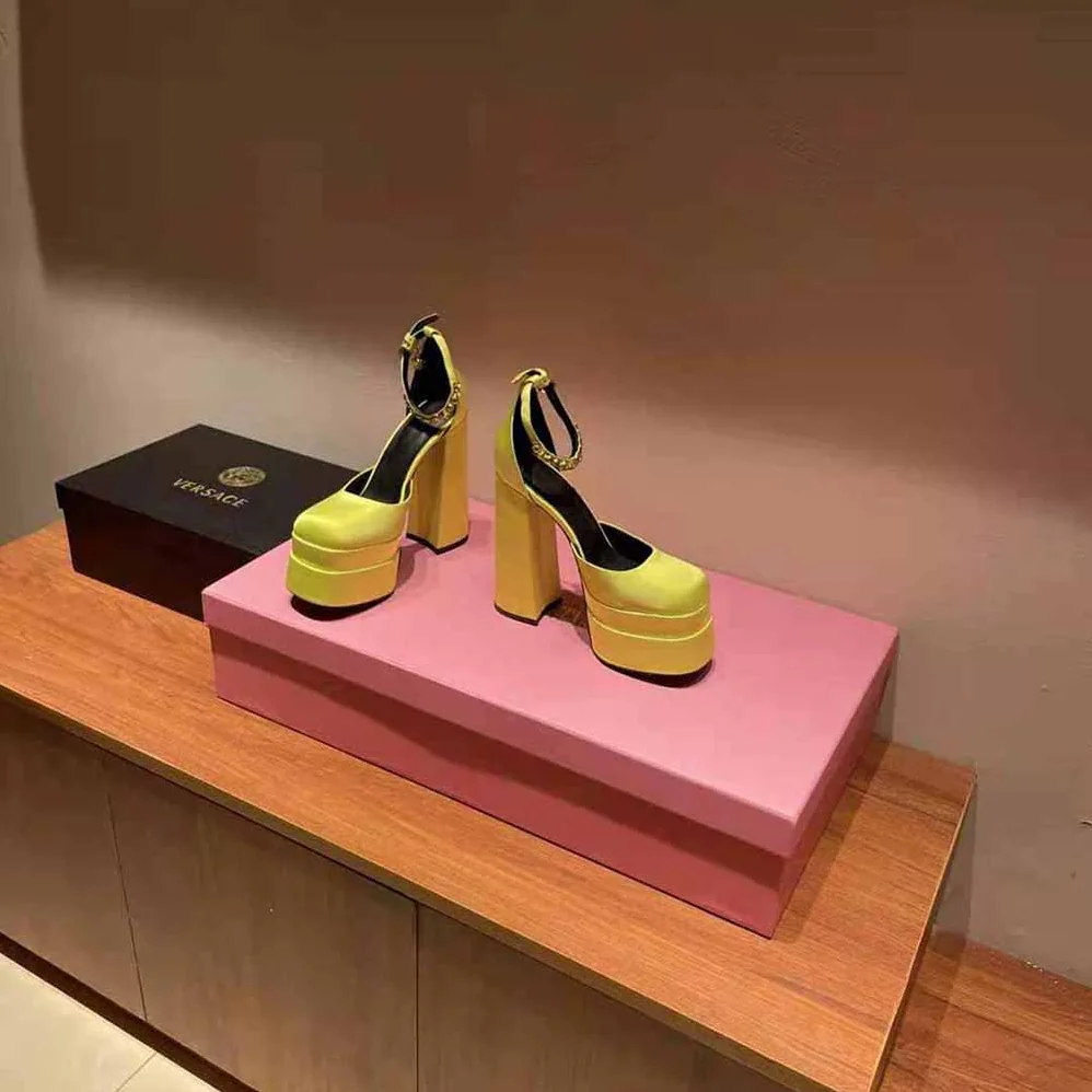 Versace Medusa Aevitas Platform Pumps for Women in Yellow