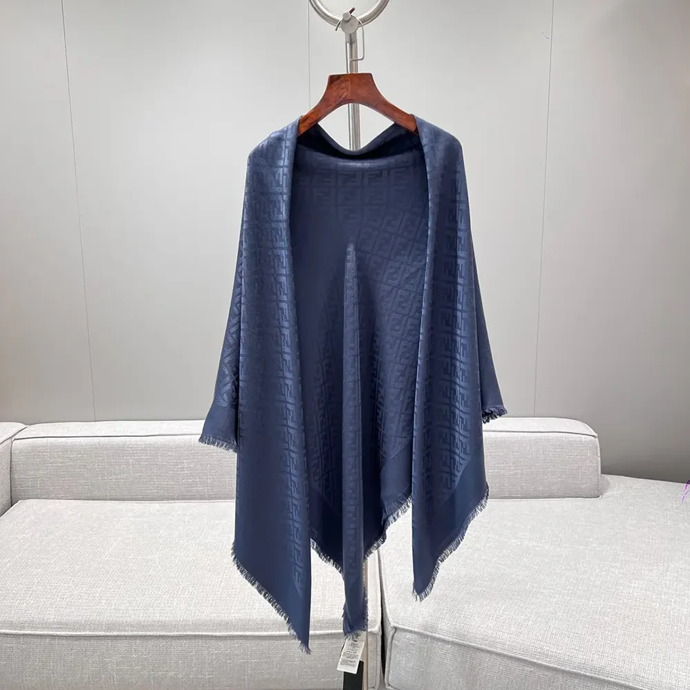 Fendi FF Navy Blue Silk and Wool Shawl for Unisex Fendi FF Navy Blue Silk and Wool Shawl for Unisex