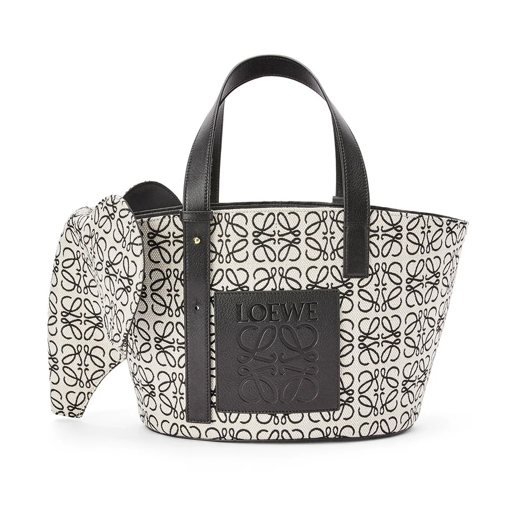 Loewe Elephant Basket Bag in Anagram Jacquard and Calfskin for Women Loewe Elephant Basket Bag in Anagram Jacquard and Calfskin for Women