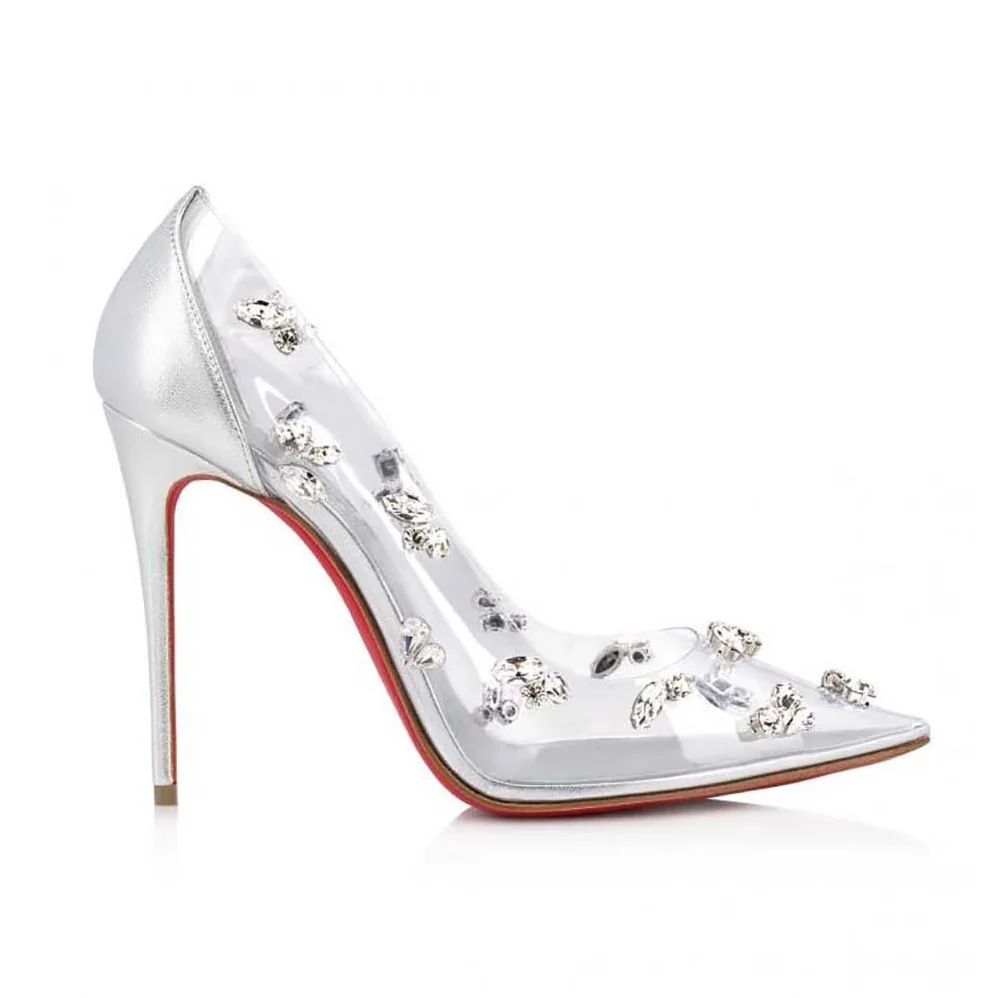 Christian Louboutin Degraqueen Pump with PVC and Iridescent Nappa Leather for Women in Silver