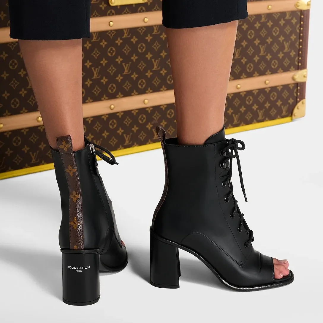 Louis Vuitton Berlin Open Toe Ankle Boots Black 1AIBRU Louis Vuitton Berlin Open Toe Ankle Boots Black 1AIBRU