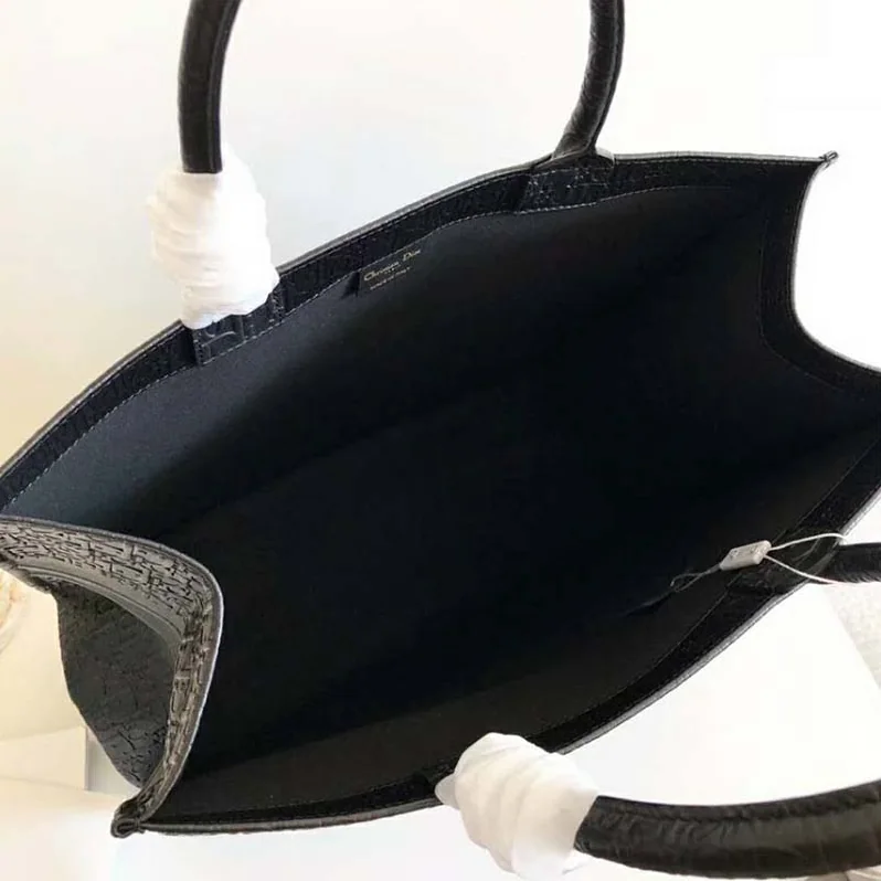 Dior Lady Dior Book Tote Bag in Embossed Calfskin in Black Dior Lady Dior Book Tote Bag in Embossed Calfskin in Black