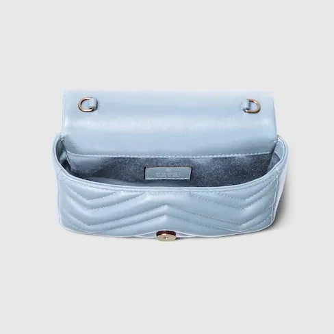 Gucci Marmont Mini Shoulder Bag in Light Blue Palladium Hardware