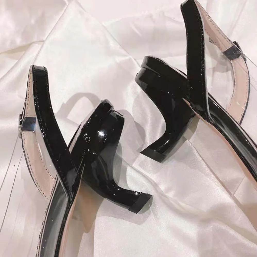 Roger Vivier Virgule Strass Buckle Slingback Pumps in PVC for Women in Black Roger Vivier Virgule Strass Buckle Slingback Pumps in PVC for Women in Black