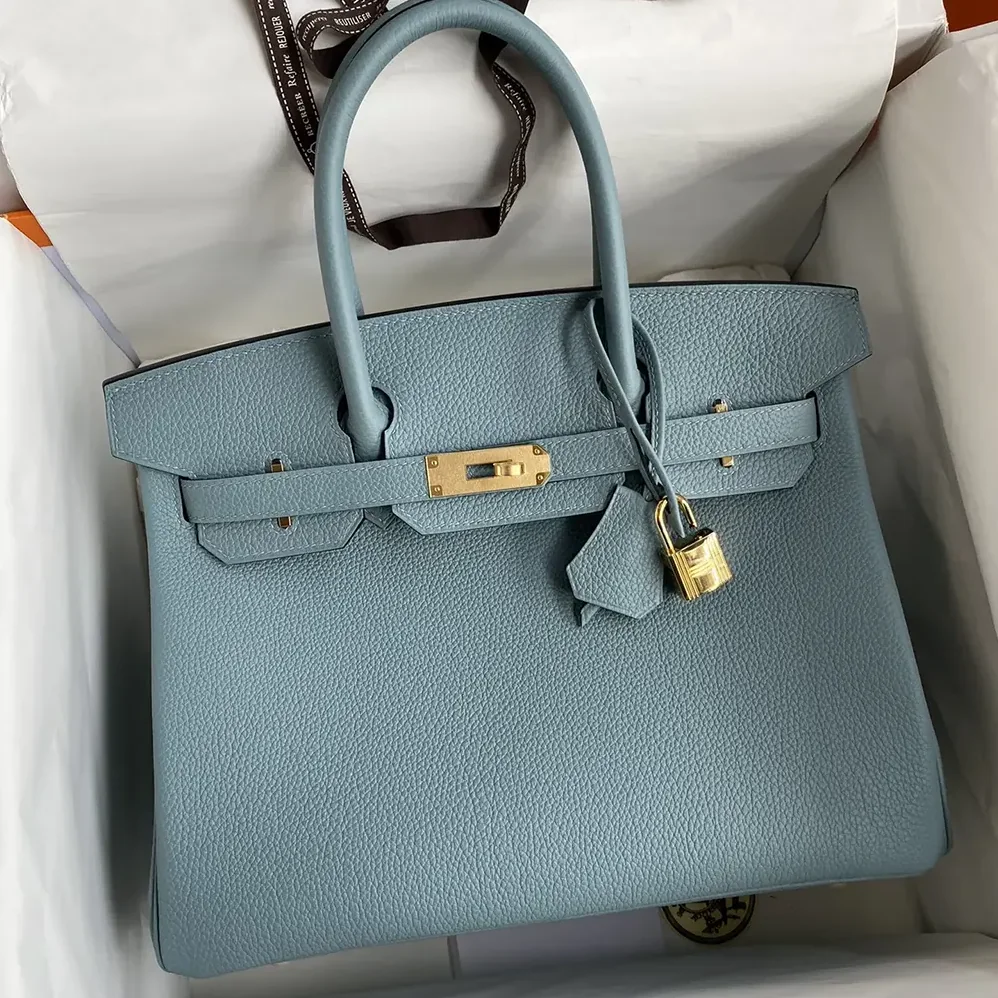 Hermes Birkin 30 Bag in Epsom Leather with Gold Hardware in Blue/Gold Hermes Birkin 30 Bag in Epsom Leather with Gold Hardware in Blue/Gold