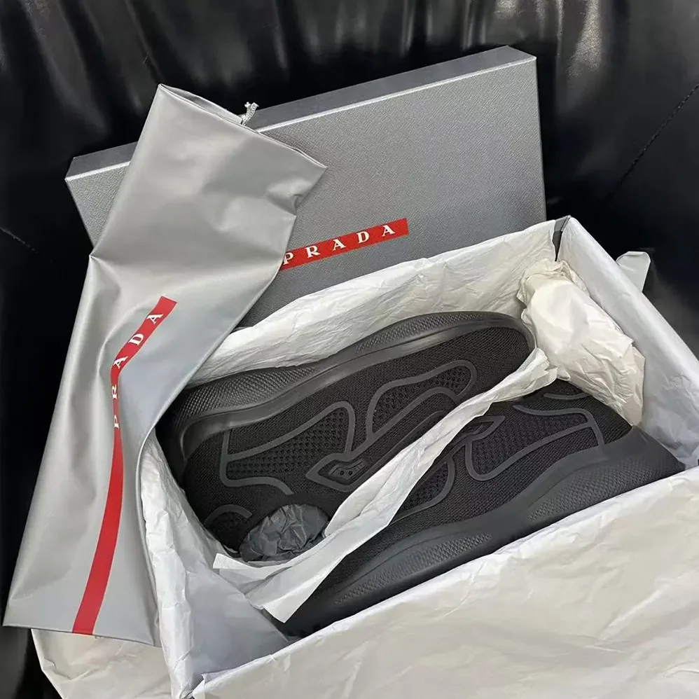 Prada Americas Cup Knit Slip-On for Men in Black