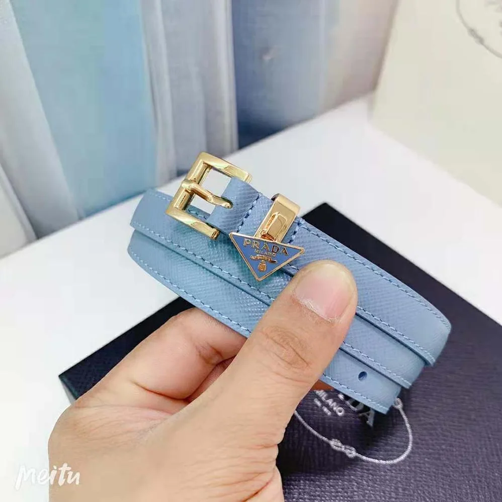 Prada Saffiano Leather Belt for Women in Blue