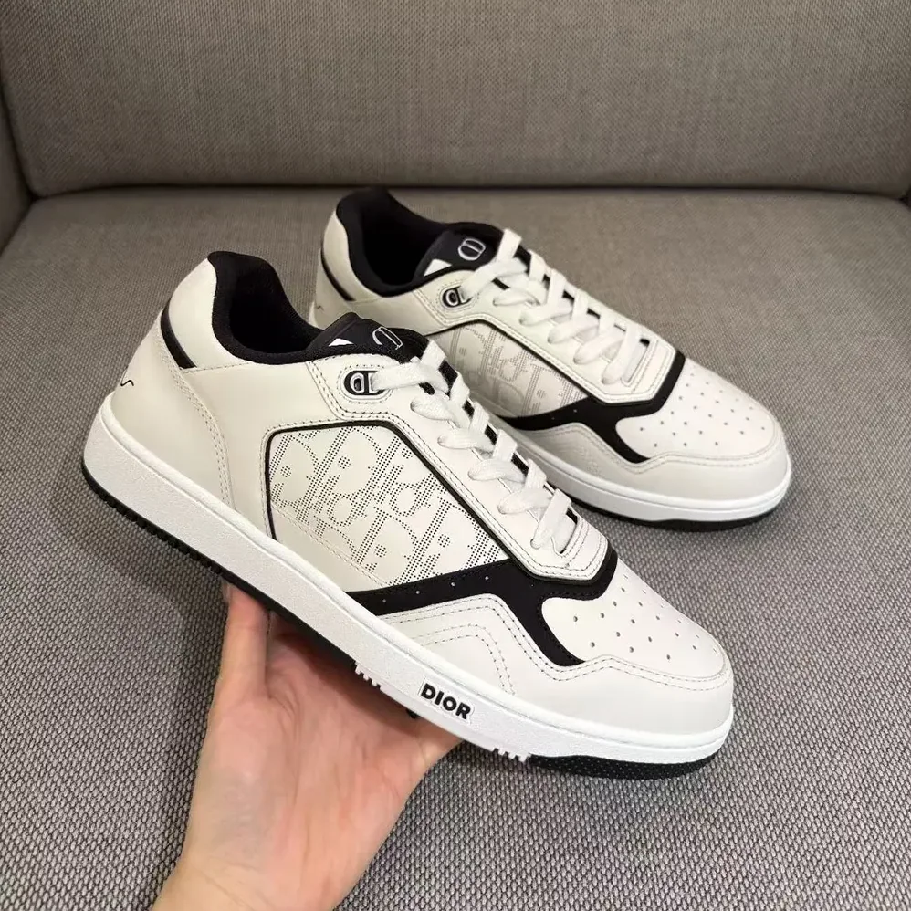 Dior B27 Uptown Low-Top Sneaker White and Black Smooth Calfskin H069 for Unisex