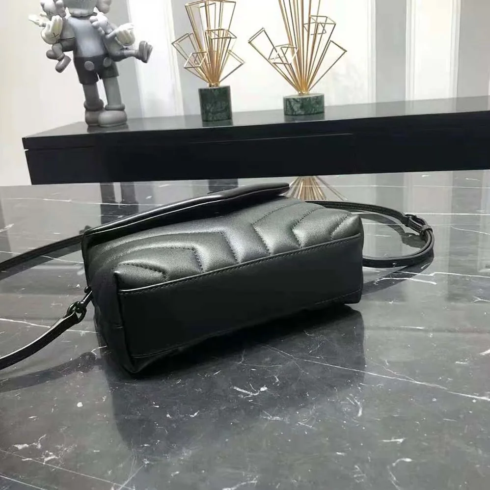 Saint Laurent YSL Loulou Toy Strap Bag in Quilted “Y” Leather for Women in Black