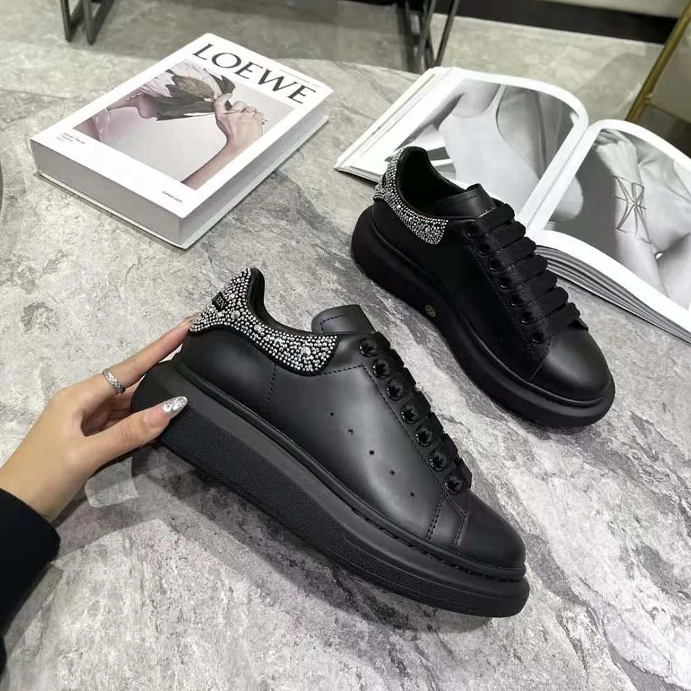 Alexander Mcqueen Oversized Sneaker Black Smooth Calf Leather for Women