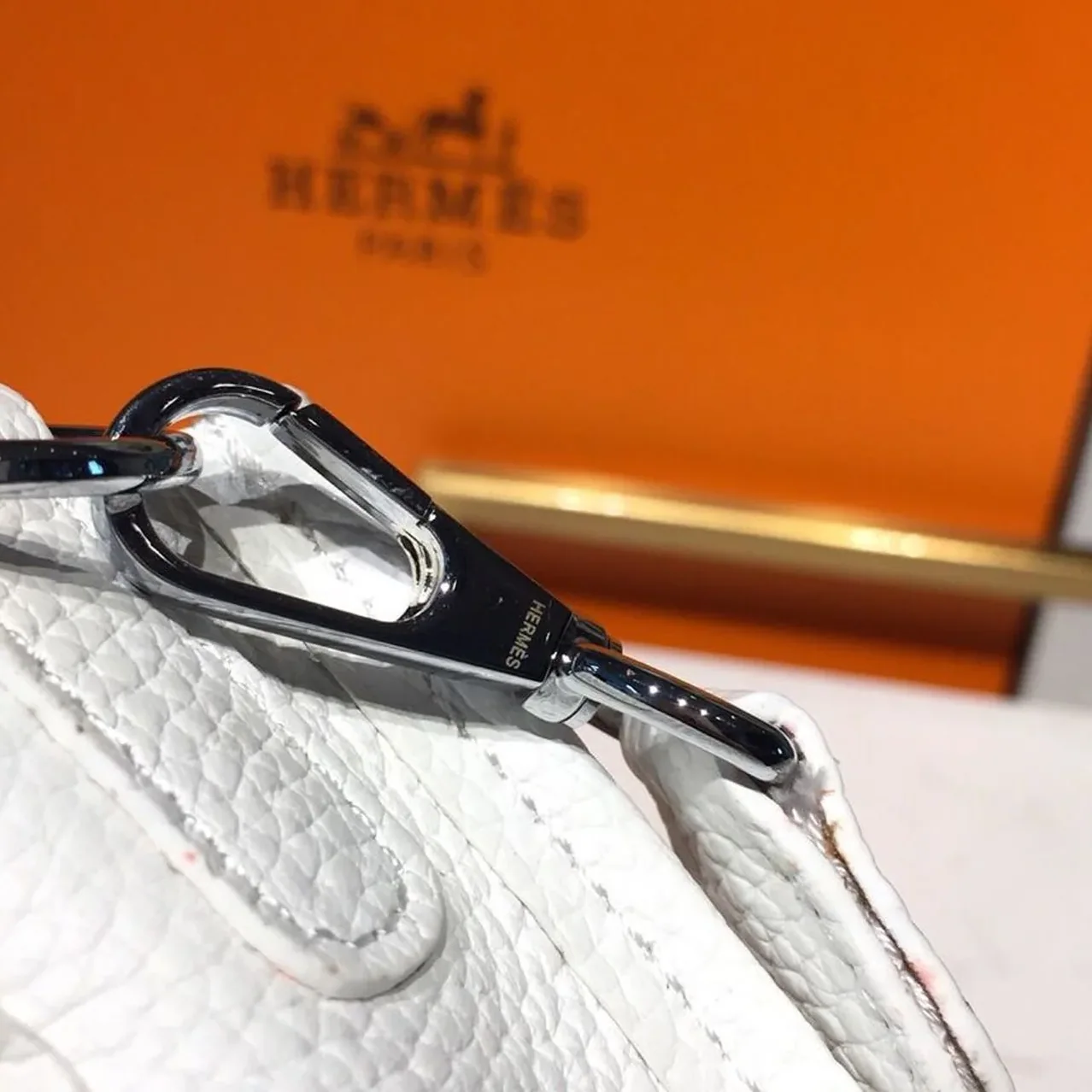 Hermes Evelyne II TPM Bag White Silver Toned Hardware /