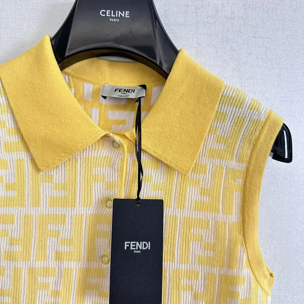 Fendi Golden Yellow FF Cotton Dress for Women