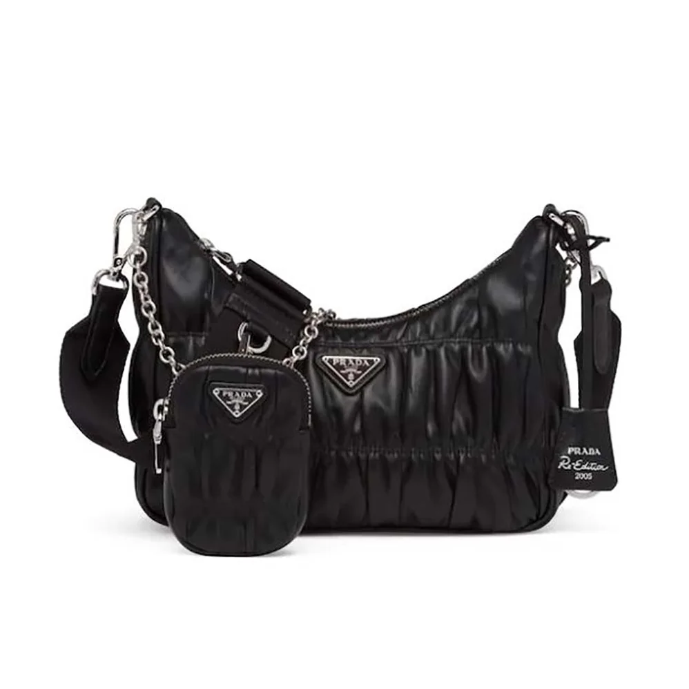 Prada Prada Re-Edition 2005 Nappa Gaufre Bag for Women in Black