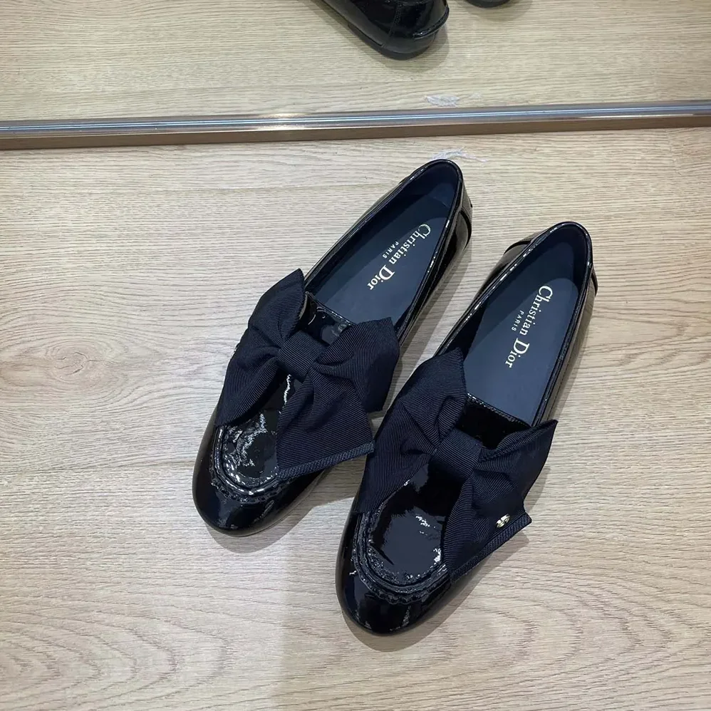 Dior Diorissimo Loafer Black Patent Calfskin and Grosgrain for Women Dior Diorissimo Loafer Black Patent Calfskin and Grosgrain for Women