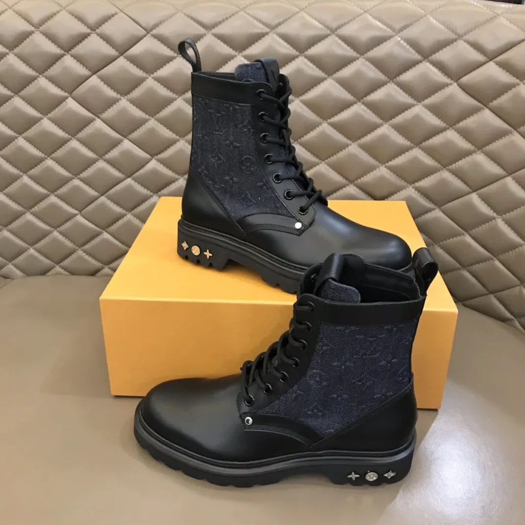 Louis Vuitton LV Ranger Ankle Boots Monogram Flower Black 1AANTF Louis Vuitton LV Ranger Ankle Boots Monogram Flower Black 1AANTF