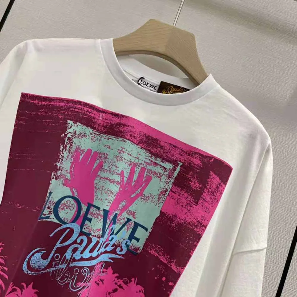 Loewe Palm Cropped T-shirt in Cotton for Women in Pink Loewe Palm Cropped T-shirt in Cotton for Women in Pink