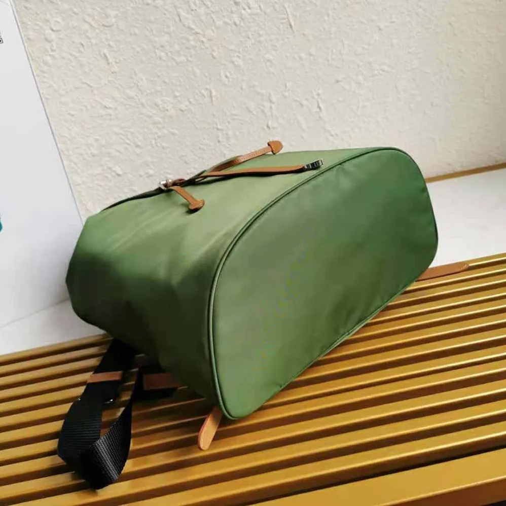 Prada Nylon and Saffiano Leather Backpack for Women in Green