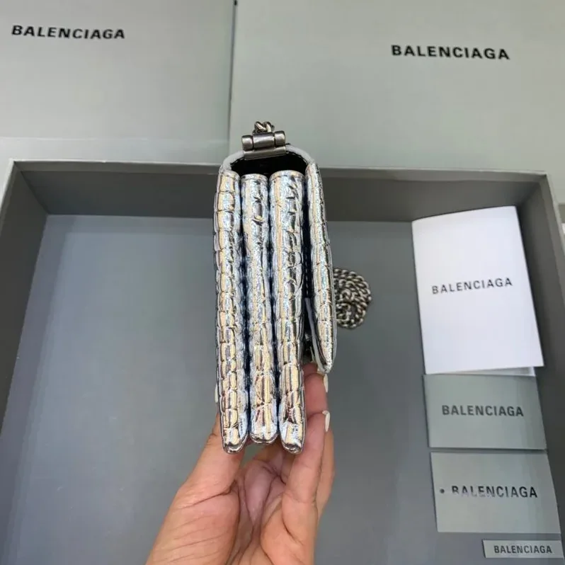 Balenciaga Triplet Small Bag Crocodile Embossed Silver Balenciaga Triplet Small Bag Crocodile Embossed Silver