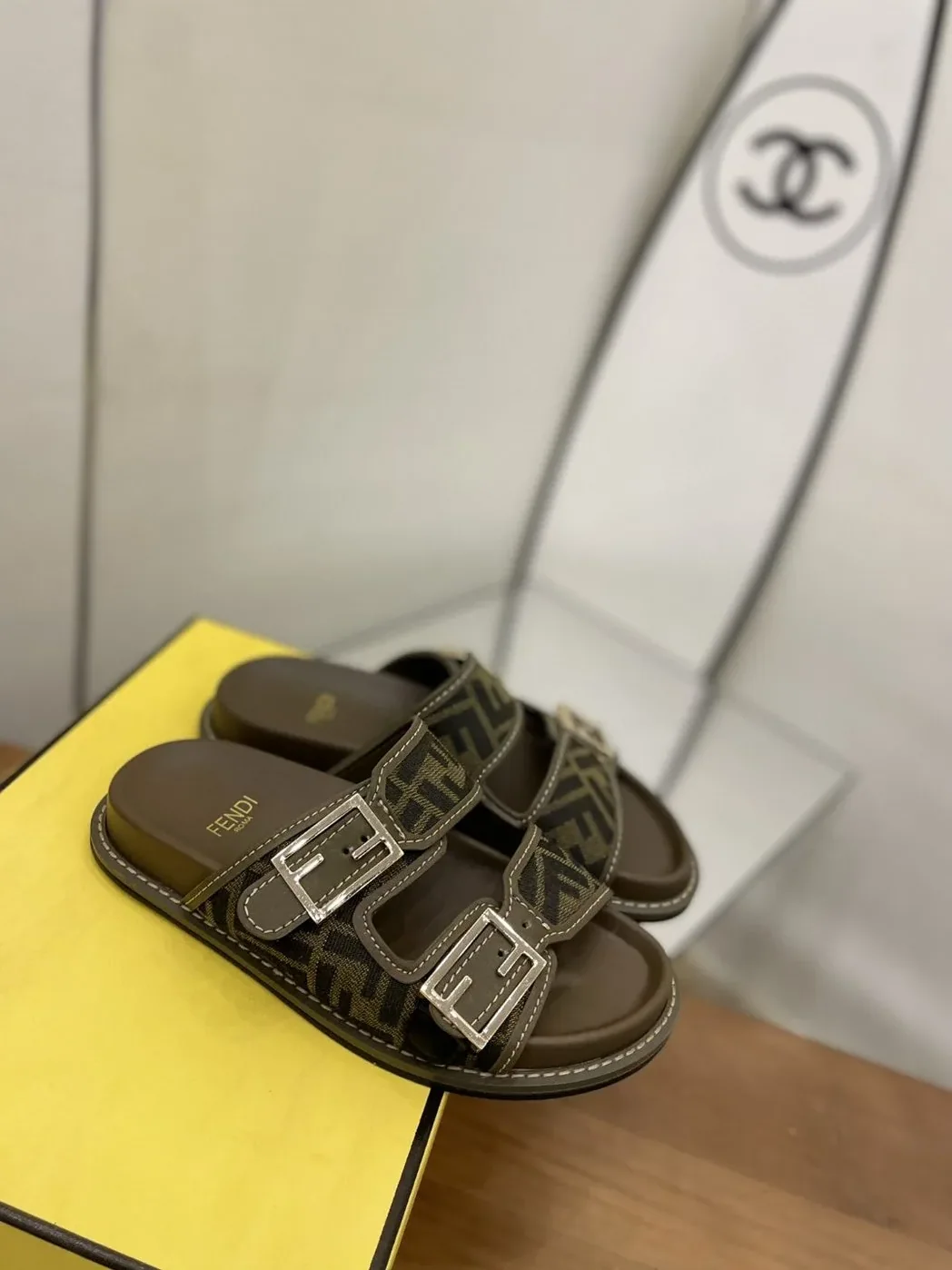 Fendi Feel Slides Brown Fendi Feel Slides Brown