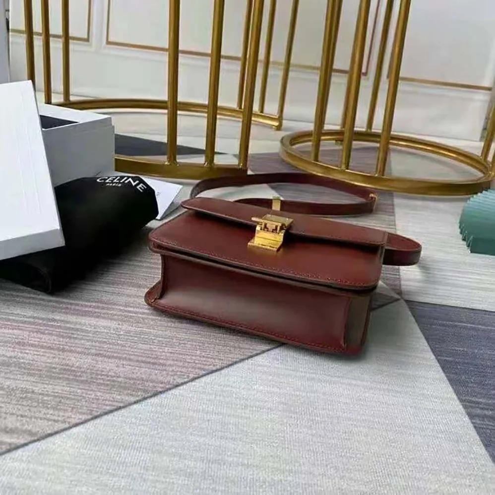 Celine Teen Classic Bag in Box Calfskin for Women in Maroon