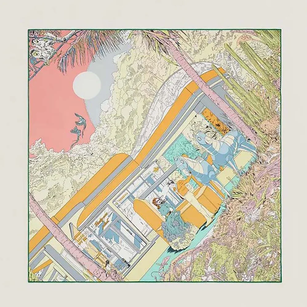 Hermes Rendez-Vous Galant Scarf 70 in Silk Twill with Hand-Rolled Edges for Women in Pink Hermes Rendez-Vous Galant Scarf 70 in Silk Twill with Hand-Rolled Edges for Women in Pink